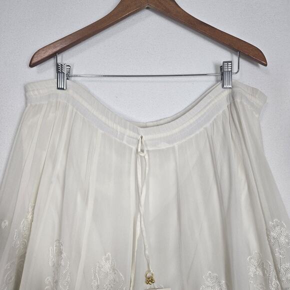 VTG Raiment Fashions NY 2 Pc Maxi Skirt Top Set Sz L White Embroider Fairy Boho - Picture 8 of 16